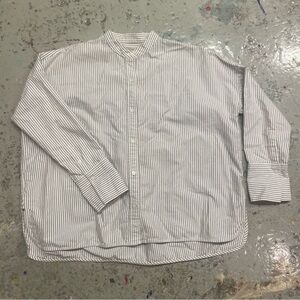 Everlane Mandarin Collar Striped Button Up Shirt Women’s Size 0 Oversized